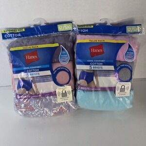 12/5XL Hanes Women's Cool Comfort Briefs Cotton Multicolor Lot of 2 (10 Pairs)